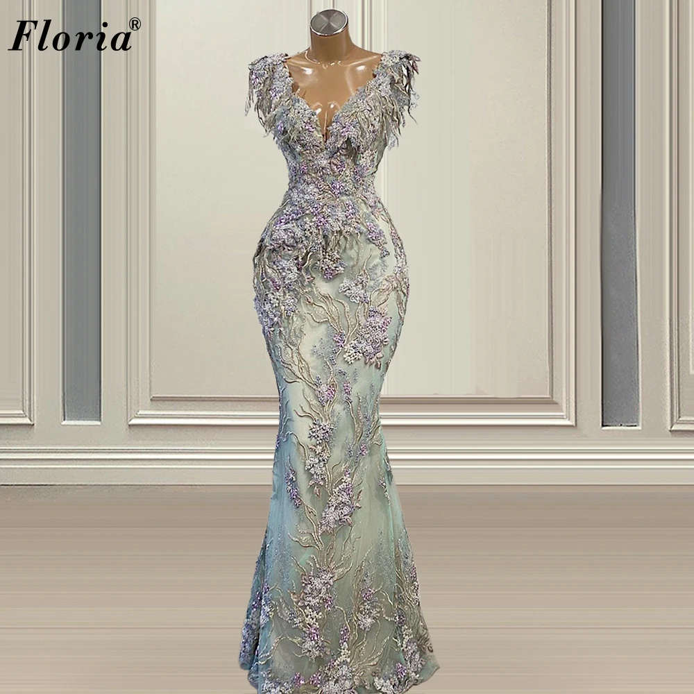 

Plus Size Vintage Flowers Evening Dresses Long Mermaid Evening Gowns Middle East Prom Dresses Evening Wear Celebrity Gowns Robes