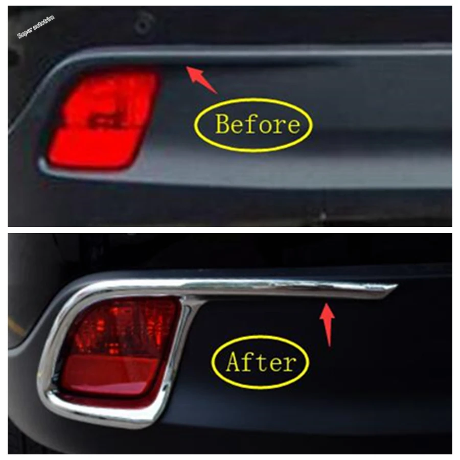 Toyota Highlander Kluger 2014-2019 Chrome Tail Rear Bumper Fog Lights Lamps Cover Chrome Trim: Lapetus Exterior Refit Kit image 2
