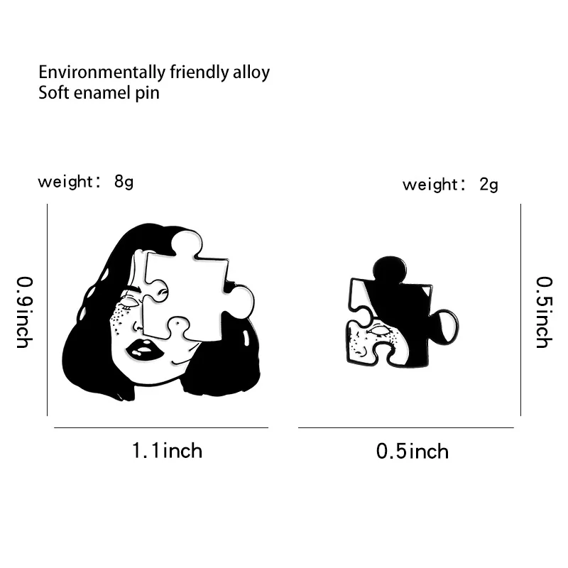 Creative Character Image Girl Avatar Stitching Square Enamel Brooch Alloy Badge Denim Clothes Bag Pin Punk Woman Jewelry Gift | Украшения и