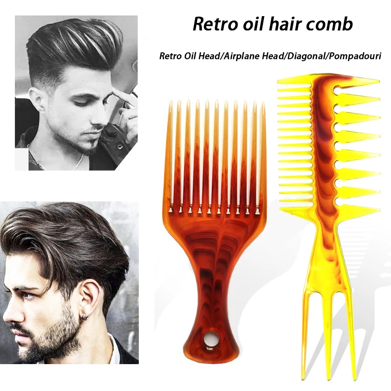

Handle Grip Large Tooth Detangling Curly Hair Comb Men Hairdressing Back Head Styling Beard Oil Comb Wide Teeth Comb
