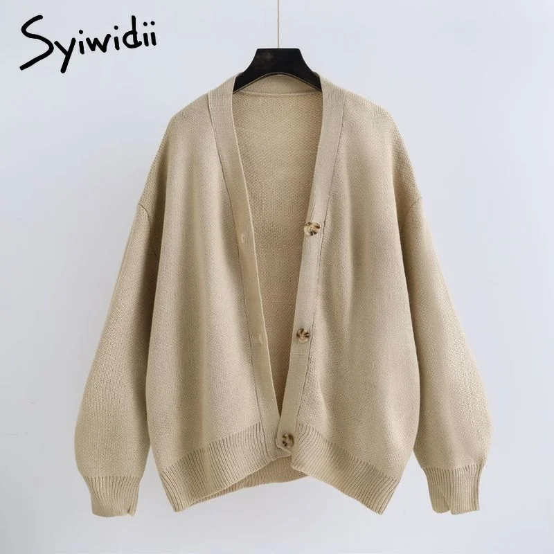 Syiwidii женские свитера толстый свитер для женщин оверсайз кардиганы с v образным