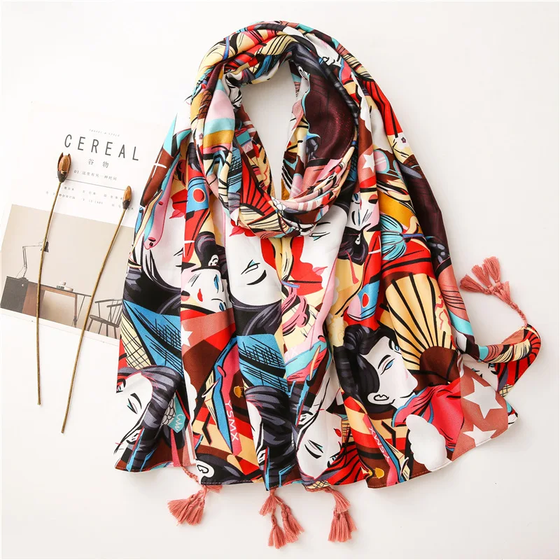 

Special Design Large Stole Wrap Women Fashion Travel Scarf Bright Colors with Tassels Warm Shawls [6737]