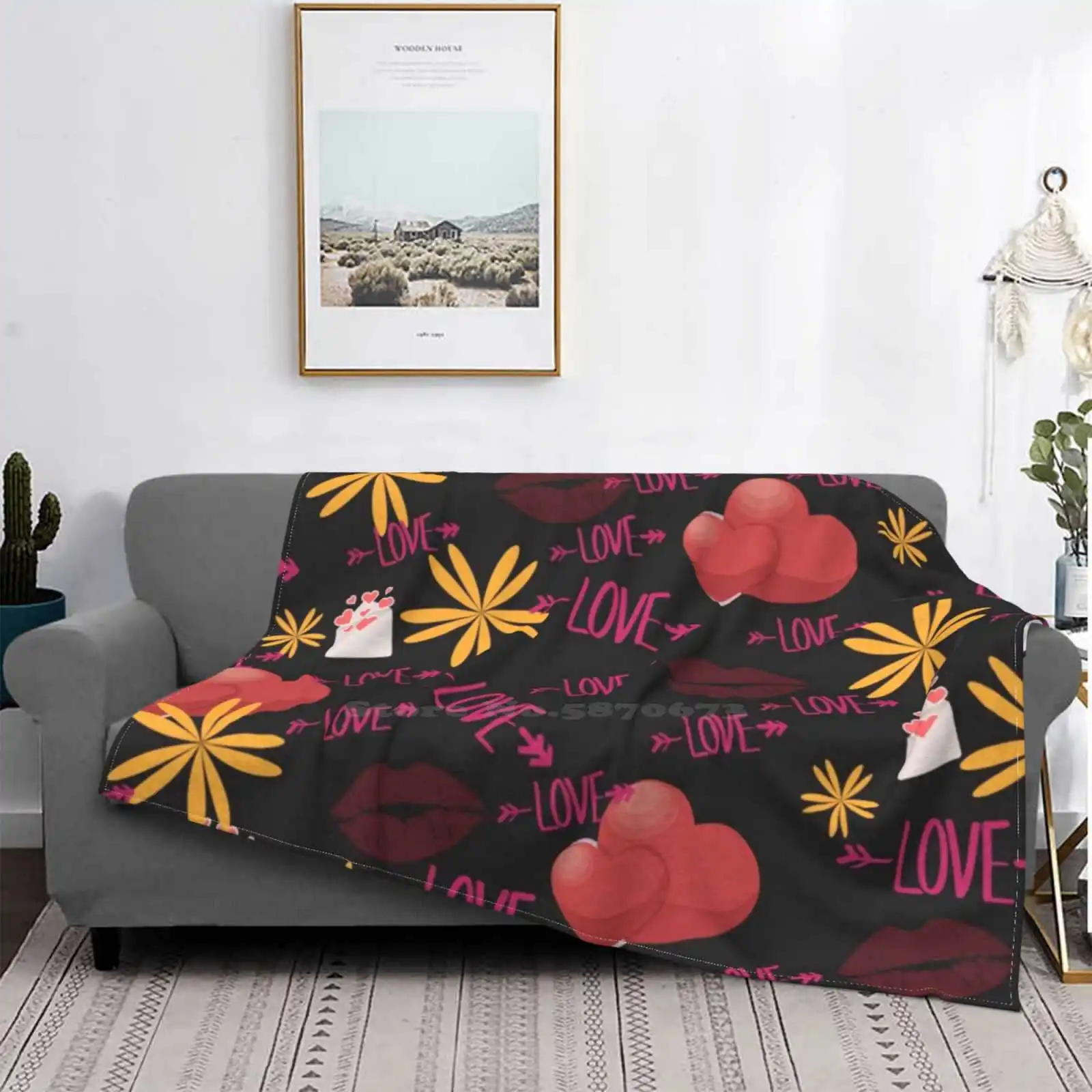 

Модное мягкое одеяло с узором в виде сердца и цветов, 001