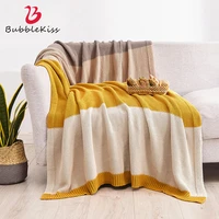 bubble kiss color striped blankets for beds cotton knitted soft sofa cover blanket office air conditioning nap portable blanket