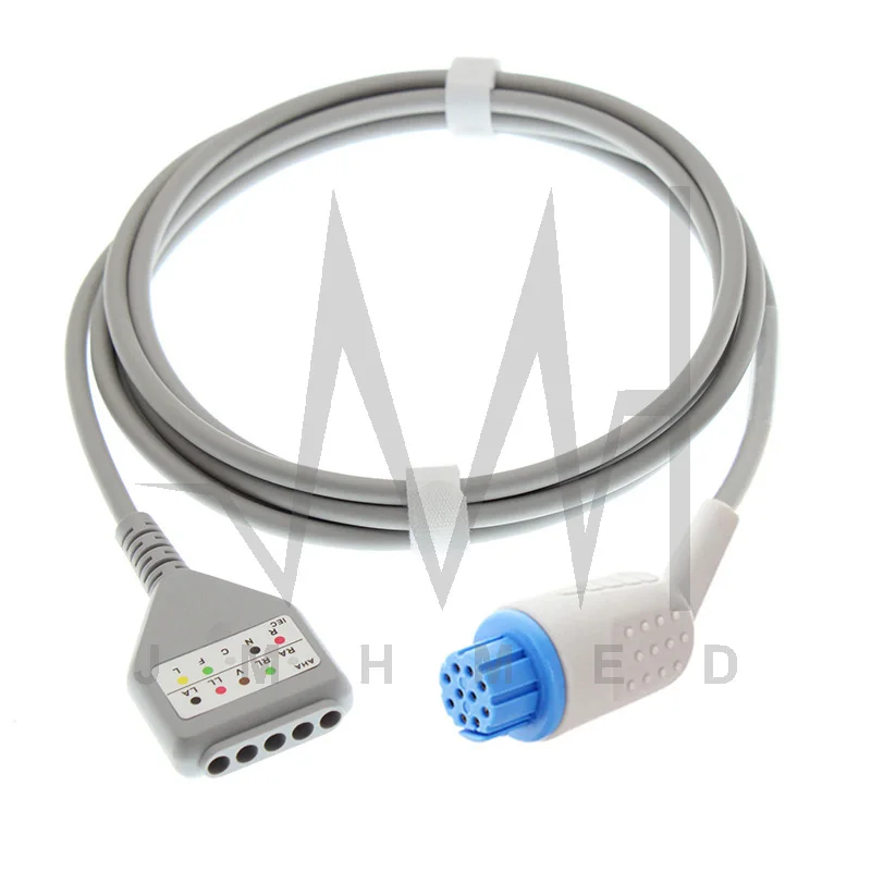 

5-Lead ECG/EKG Trunk Cable For Datex of 10P Patient Monitor,ECG Extension Cable, AHA or IEC Standard Din Style Leadwire