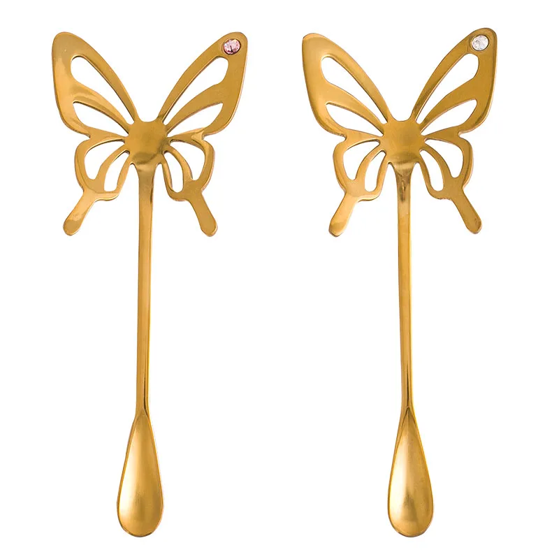 Золотая Бабочка стерео дрель кофейная чашка блюдо ложка для послеобеденного чая