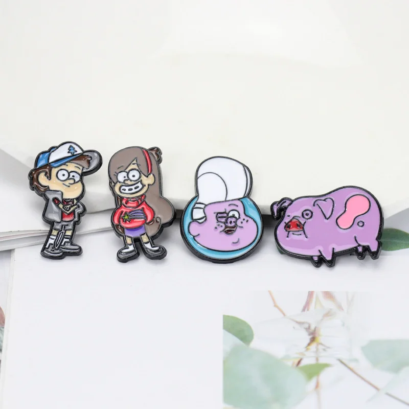 

Popular fashion cartoon children's metal brooch cute animal animation character badge decorative pin