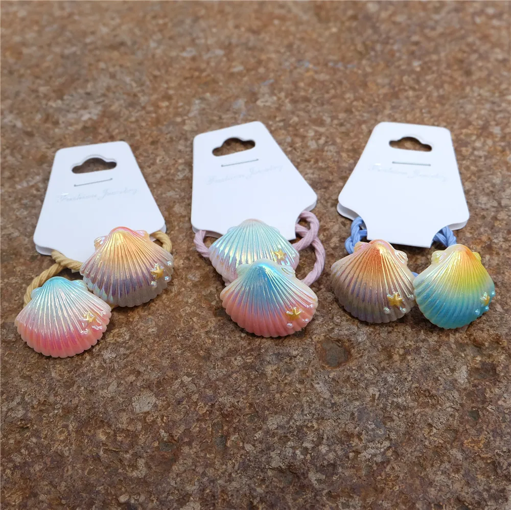 Детские цветные ракушки резинки для волос милые головные уборы девочек