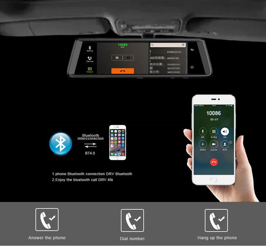 Anstar 10" 4G Android Mirror Car DVR 1080P Video Record GPS Navigation Dash Cam WiFi Dual Lens Registrar Auto Camera