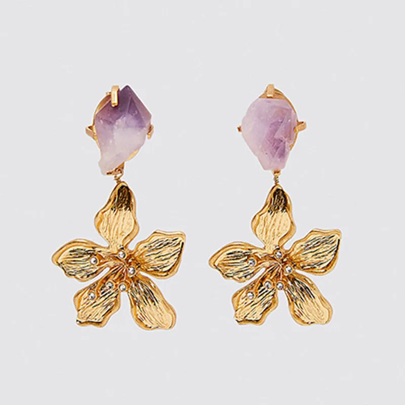 ZA 2020 новые трендовые милые золотые цветные длинные висячие серьги с цветком для