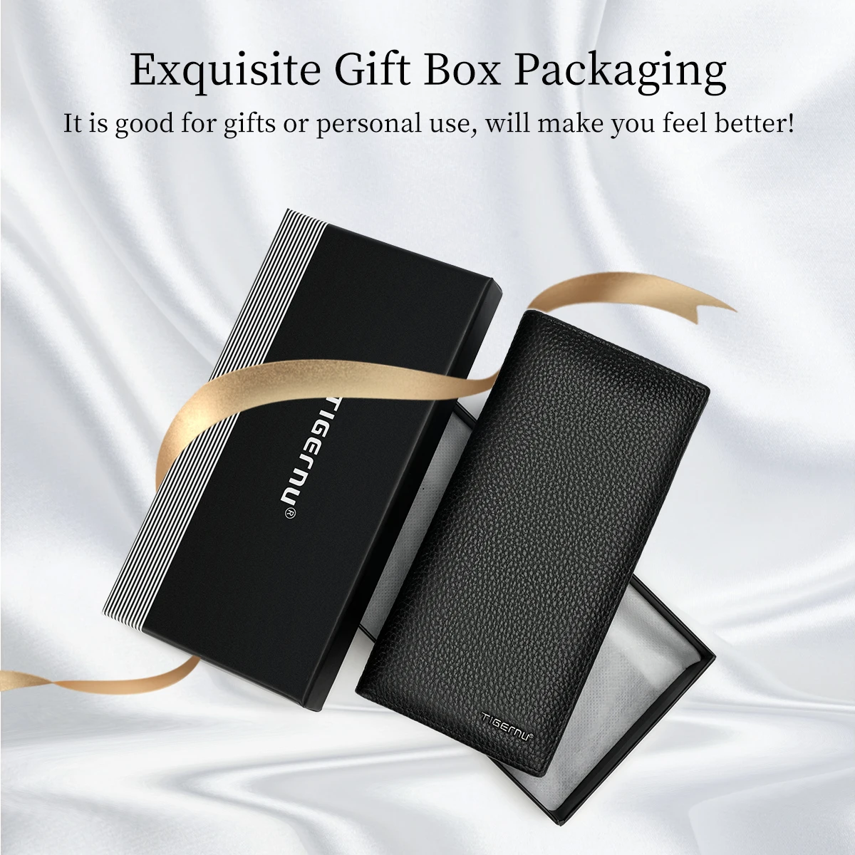 Длинный кошелек Tigernu из 100% натуральной кожи для мужчин роскошный мужской