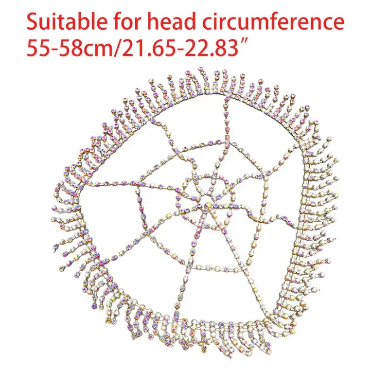 

Ethnic Jewelry Flapper Cap Headpiece Glitter Rhinestone Tassels Prom Head Chain M6CD