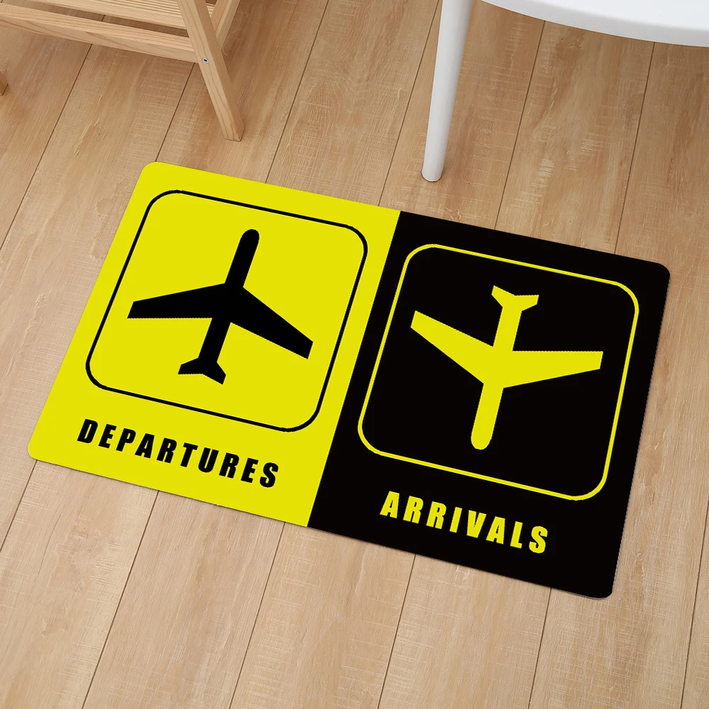 

Popular Fashion Arrives The Exit Door Front Mat Entrance Welcome Novelty Doormat Floor Aircraft Logo Non-Slip Indoor Carpet Rug