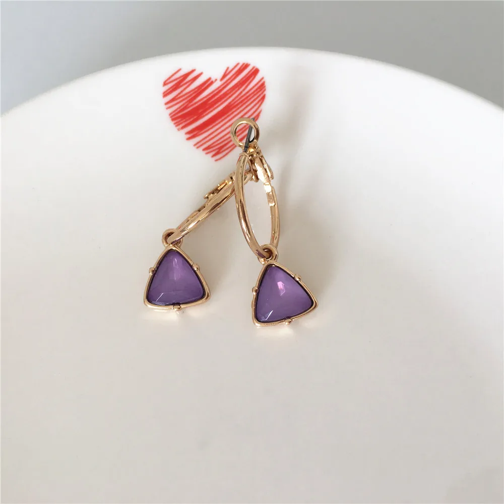 

Trendy Women Earrings Gold Color Planting Mint Srone Violet Peach Black Navy Hoop Earrings Pendant Necklace Jewelry