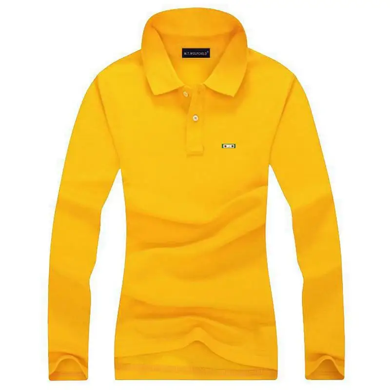 Высокое качество 2020 новые женские рубашки поло с длинным рукавом 100% хлопок