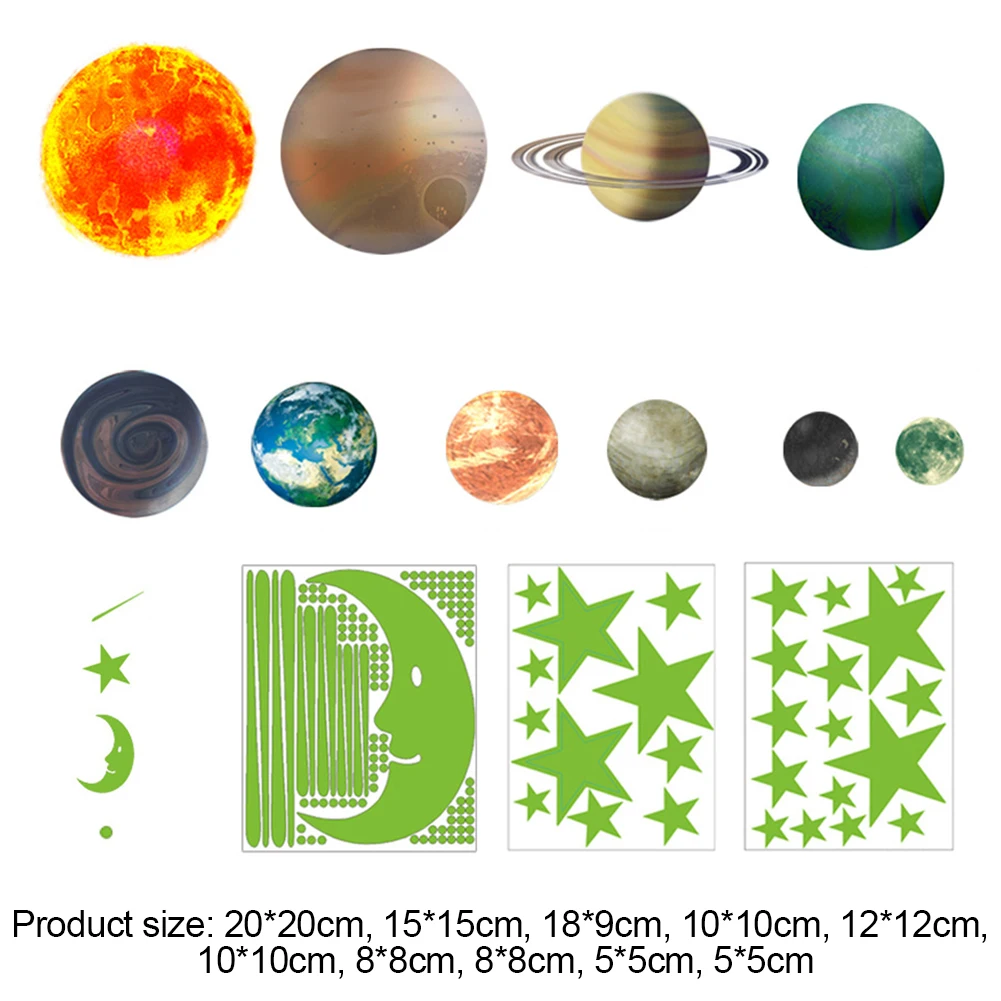 

3D Luminous Moon Glow In The Dark Luminous Stars & Moon Wall Stickers Decal Kid Room Decor