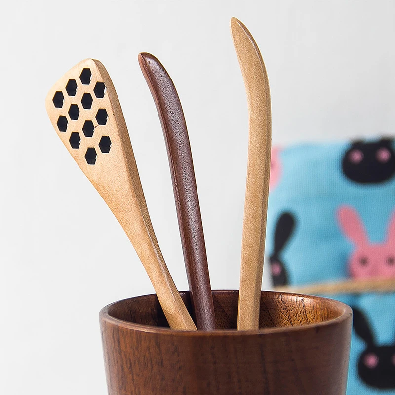 Coffee Spoons Wooden Mini Honey Spoon Unique Cute Stirring for Dessert 18.5cm Stir Bar |