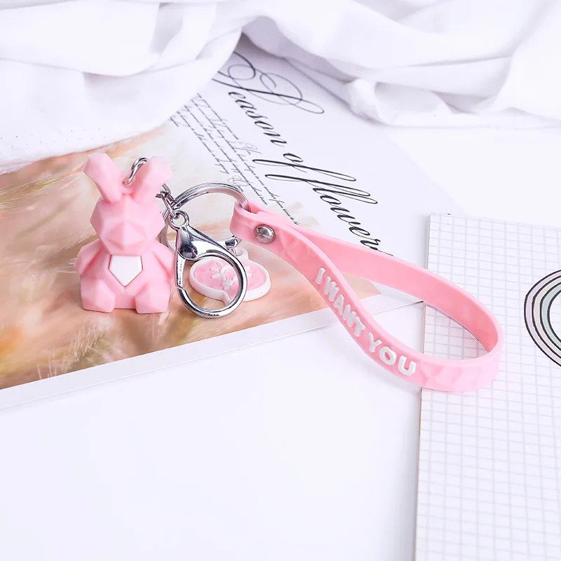 

Hot Creative cartoon geometric animal key chain pendant cute dinosaur pandaUnicorn/deer/rabbit/fox/Koala car bag pendant small