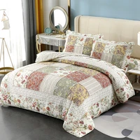 chausub patchwork cotton quilt set 3pcs floral bedspread on the bed quilted bed cover pillowcase queen size blanket coverlet
