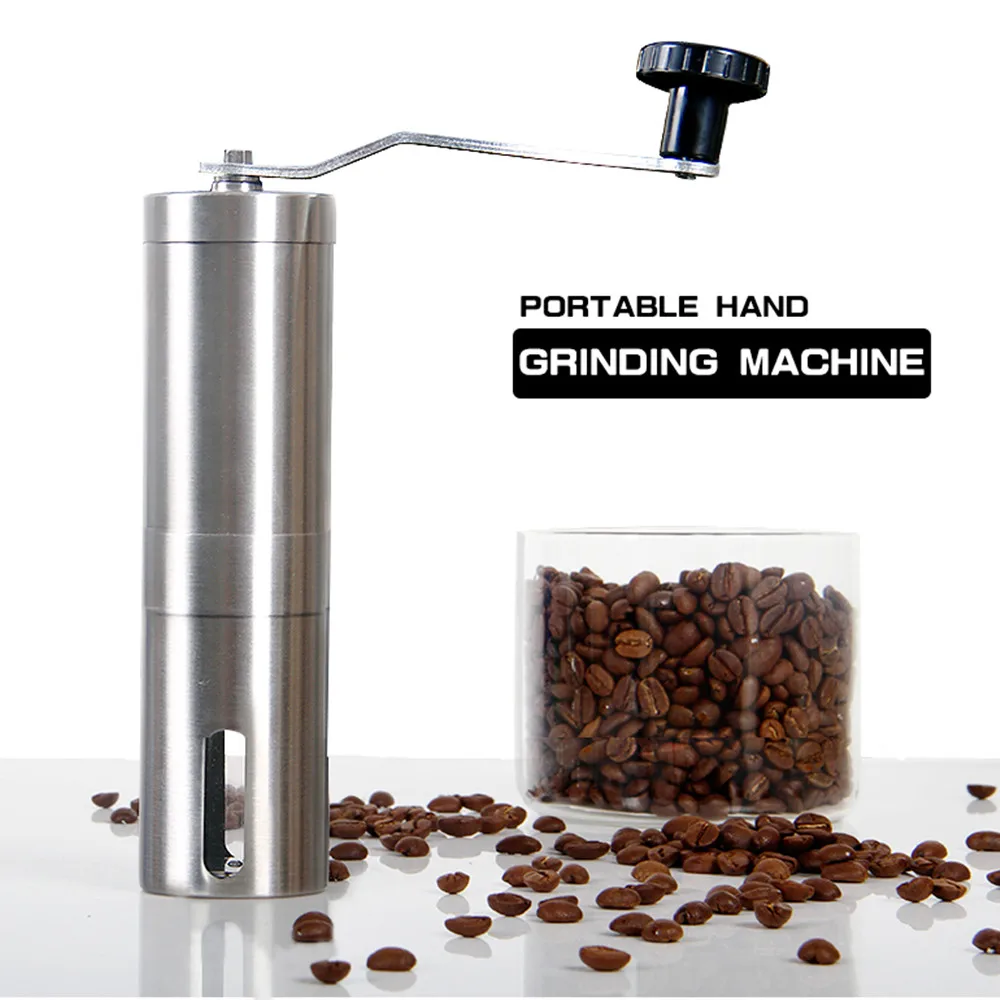 

Silver Coffee Grinder Mini Stainless Steel Hand Manual Handmade Coffee Bean Burr Grinders Mill Kitchen Tool Crocus Grinders