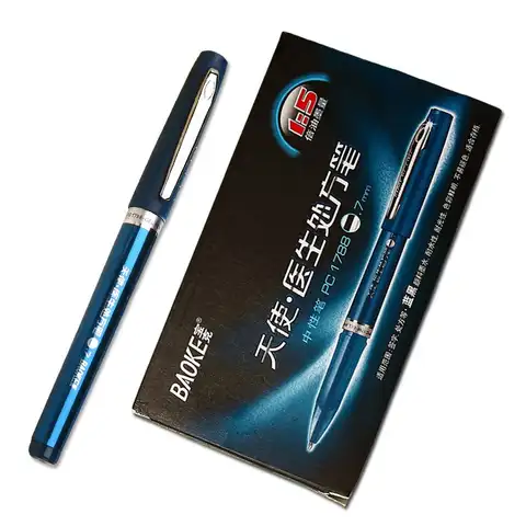 12 шт BAOKE 0,7 мм гелевая ручка для врача, большая емкость, заправка, синие - черные чернильные ручки для школы, офиса, канцелярские принадлежност...