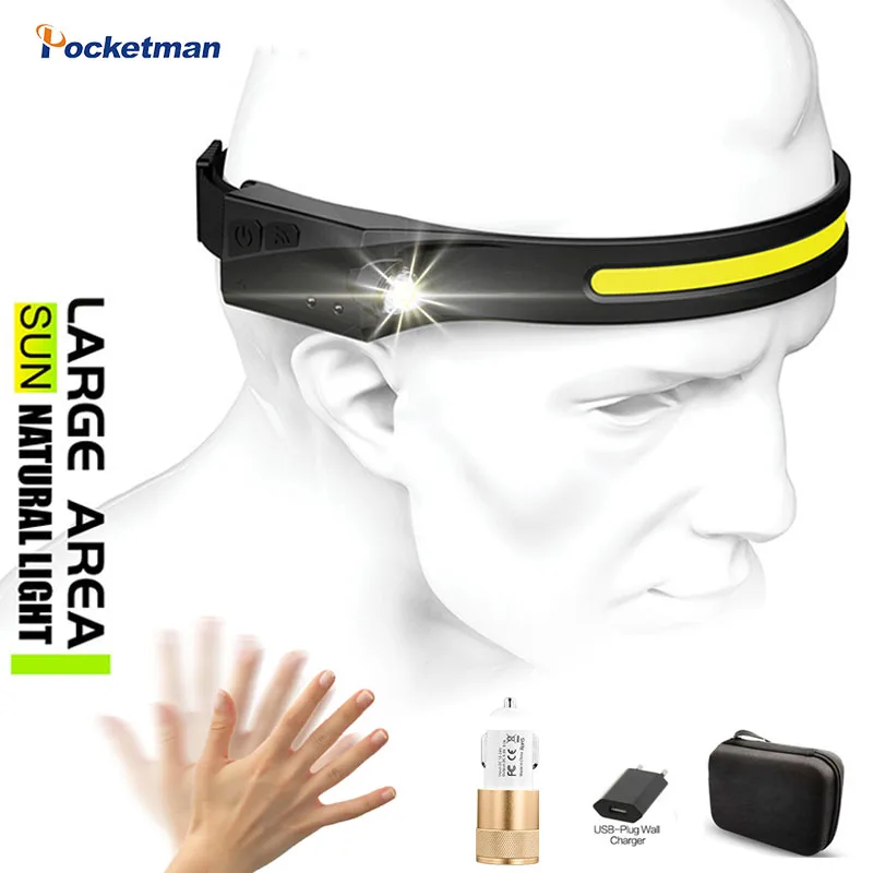 

Powerful COB LED Headlamp Motion Sensor Headlight 35000LM USB Rechargeable Head Lamp Waterproof Head Light Camping Head Torch