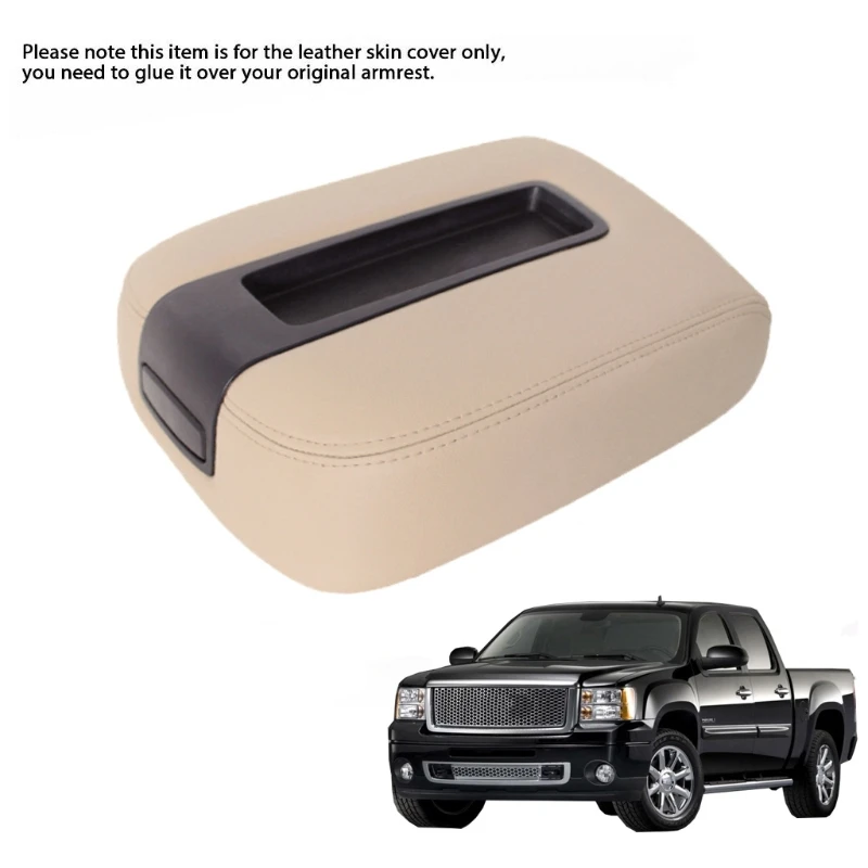 

Auto Console Lid Armrest Cover Microfiber Leather Cover for GMC Sierra SLT SLE