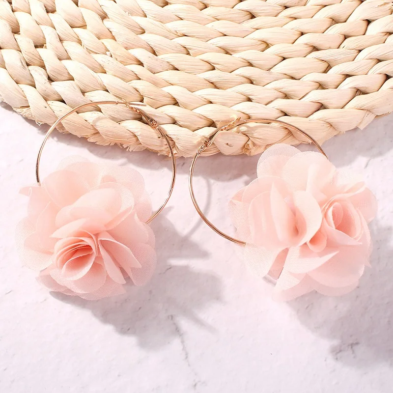 Exknl кружева цветок эффектные большие серьги женские свадебные вечерние модные большие висячие серьги богемные ювелирные изделия бижутерия