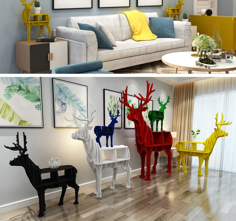 Модная 3D деревянная полка в форме лося декоративная подставка для растений