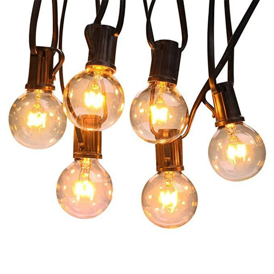 

G40 Globe Ball String Lights Outdoor 25FT Patio String Light with 25 LED Bulbs Waterproof Hanging Light For Backyard Balcony