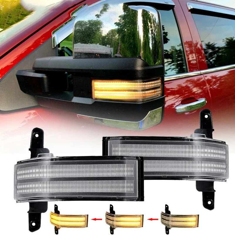 

2Pcs Car Amber Dual-Row LED Strip Tow Mirror Side Marker Light for Chevrolet Silverado GMC 2015-2019