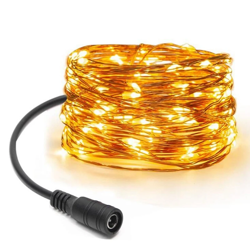 Водонепроницаемые гирлянды из медной проволоки 10 м 100 светодиодов 12 В