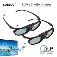 2pcs boblov active shutter 3d glasses dlp link usb blue compatible benq w1070 w700 dell projector 3d glasses for projector dlp