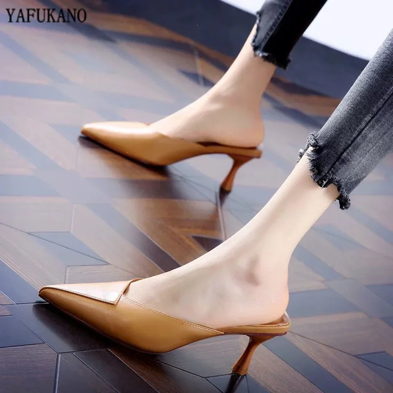 

Женские шлепанцы, шлепанцы на среднем каблуке, летние шлепанцы, брендовые лоферы, шлепанцы, уличные шлепанцы для женщин на тонком каблуке