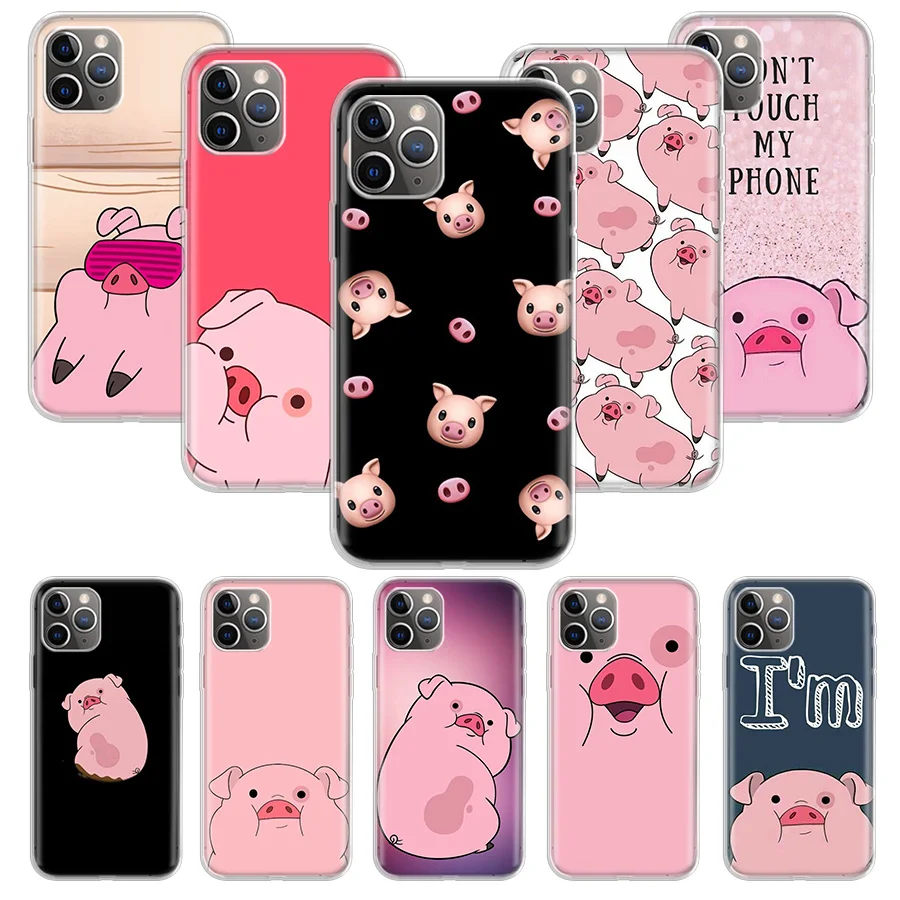 Милый розовый чехол Kawai Pig для Apple iphone 11 12 Mini Pro XS Max XR X 7 8 6 6S Plus 5 5S SE 10 силиконовый