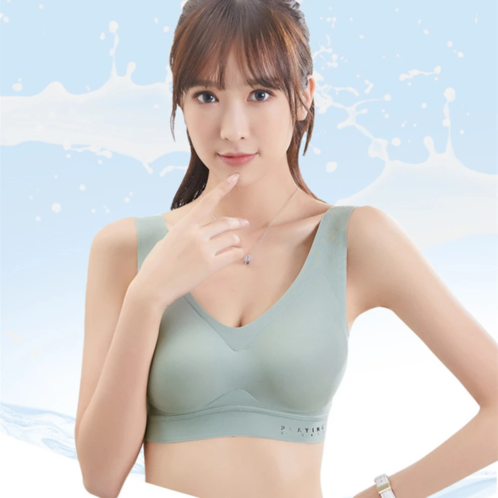 

Latex Seamless Bra Women Push Up Underwear Cooling Gathers Shock-Proof Pad Female Intimate Fashion Soft Comfortable Bralette