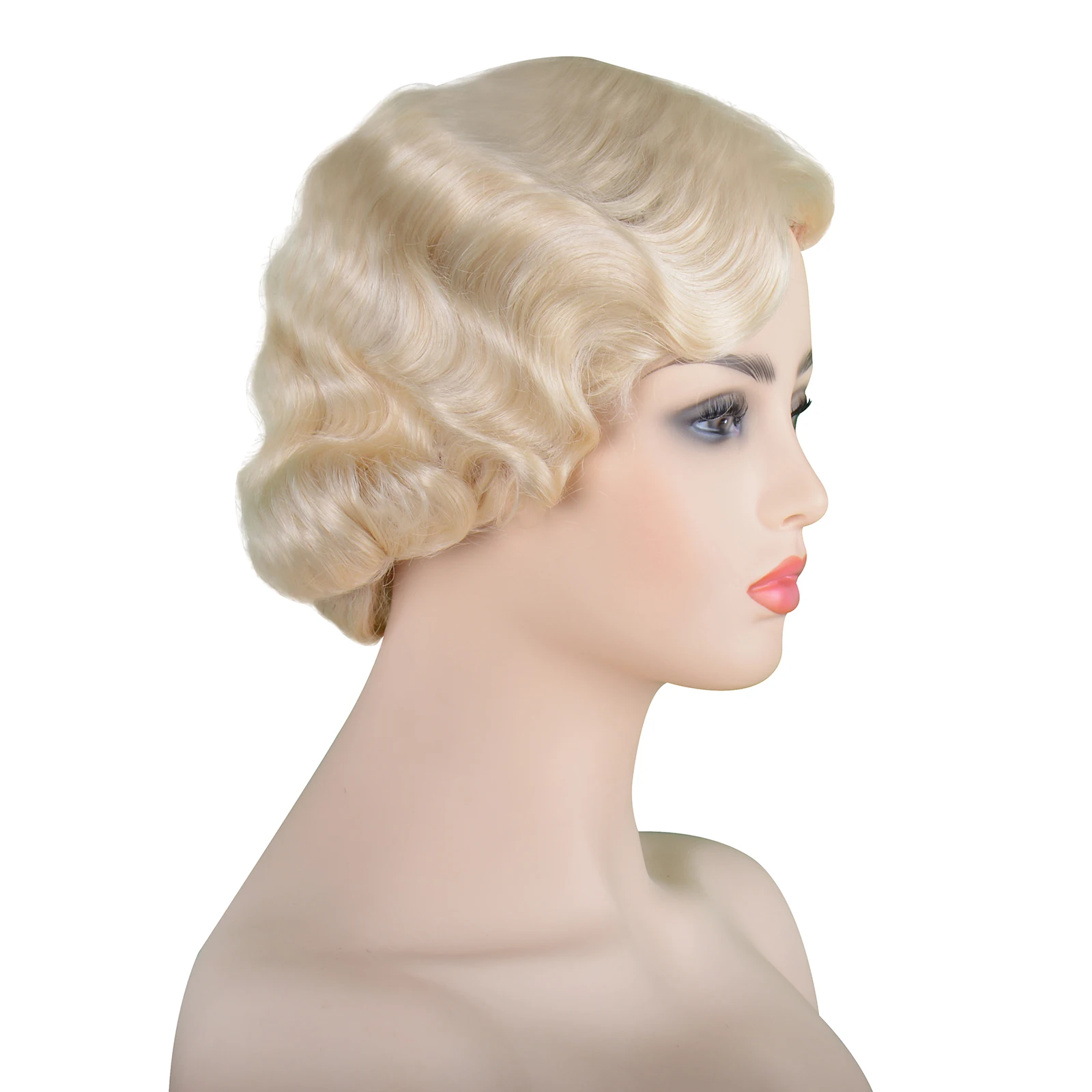 Blonde Женский парик 1920s в винтажном стиле, короткий кудрявый парик, головной убор Мэрилин Монро, парик для женщин, нарядное платье, аксессуары для костюма - Цвет: Blonde