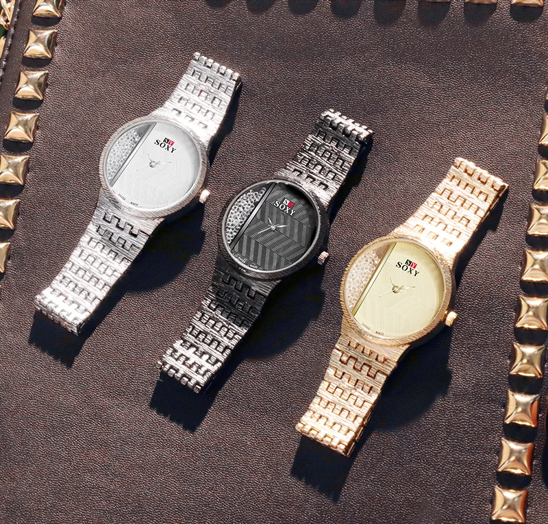 

SOXY New Fashion Watches Women Hot Sale Ladies Watch Gold Rhinestone Watches Women moda mujer 2019 Stainless Steel Ladies Watch