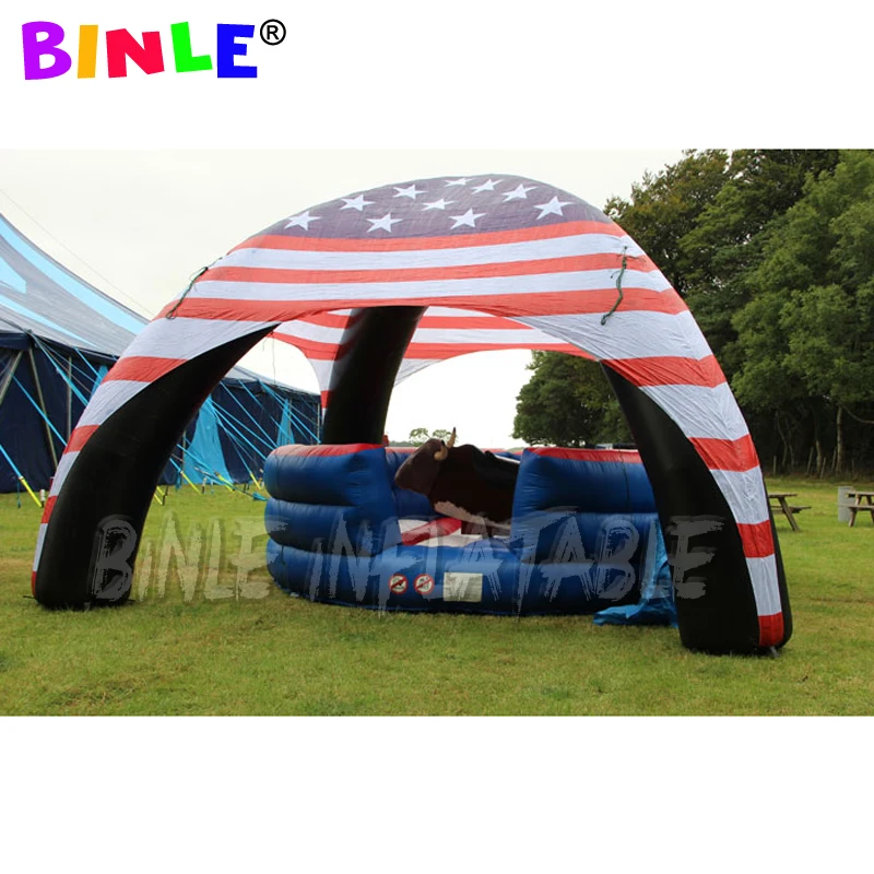 

Customizable 6m air balloon inflatable spider tent special design dome with 4 beams n USA flag printings for temporary shelter