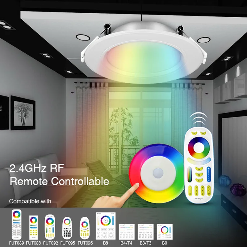 

Miboxer FUT068 6W RGB+CCT LED Downlight AC100~240V 50/60Hz Round AIuminum LED Ceiling Spotlight