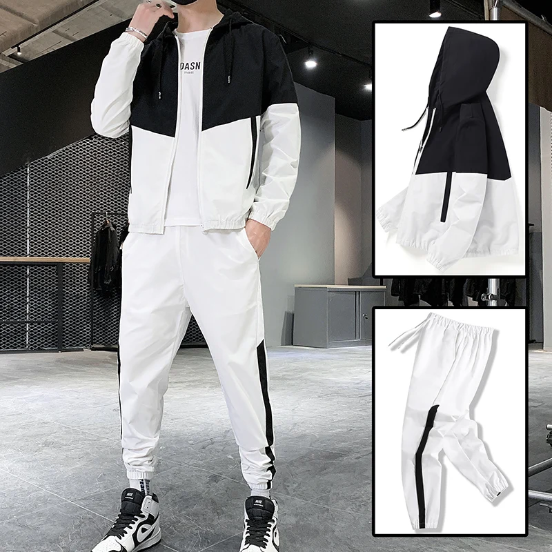 Men's Casual Suit Jacket+Pants 2021 Fashion Harajuku Hoodies Sportswear Homme Jogging Tracksuit Set Streetwear