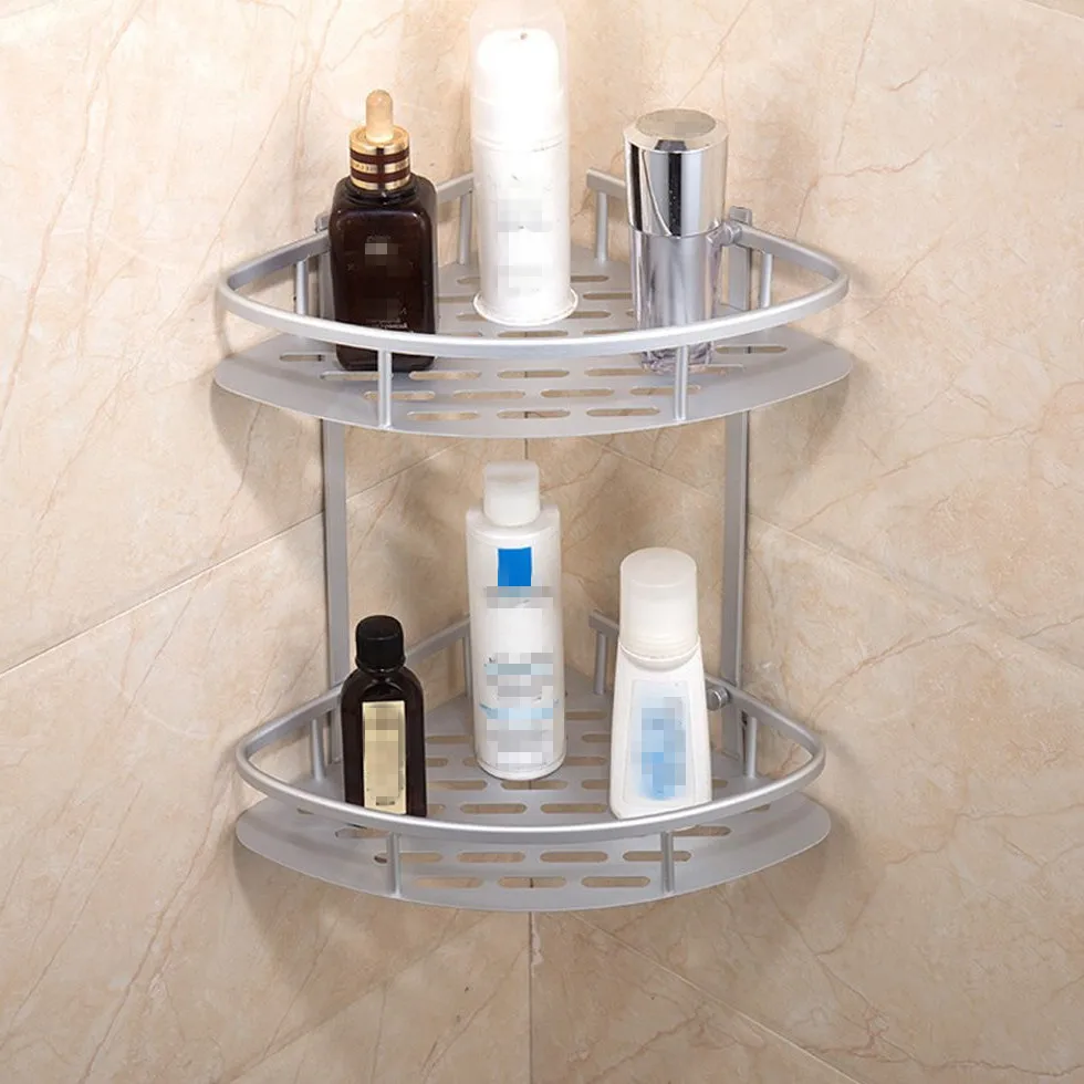 Triangle Shower Corner Bathroom Shelf Storage Basket Holder Aluminum Caddy Rack etagere tipi salle de bain murale douche rek