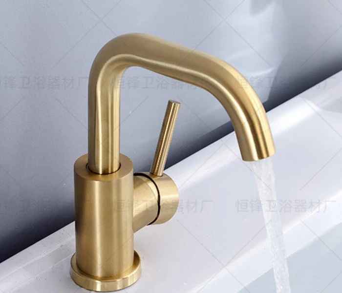 kitchen faucet sale Bathroom Faucet Brushed Gold Bathroom Basin Faucet Cold And Hot Sink Mixer Sink Tap Single Handle Deck Mounted Water Tap pantry cabinet