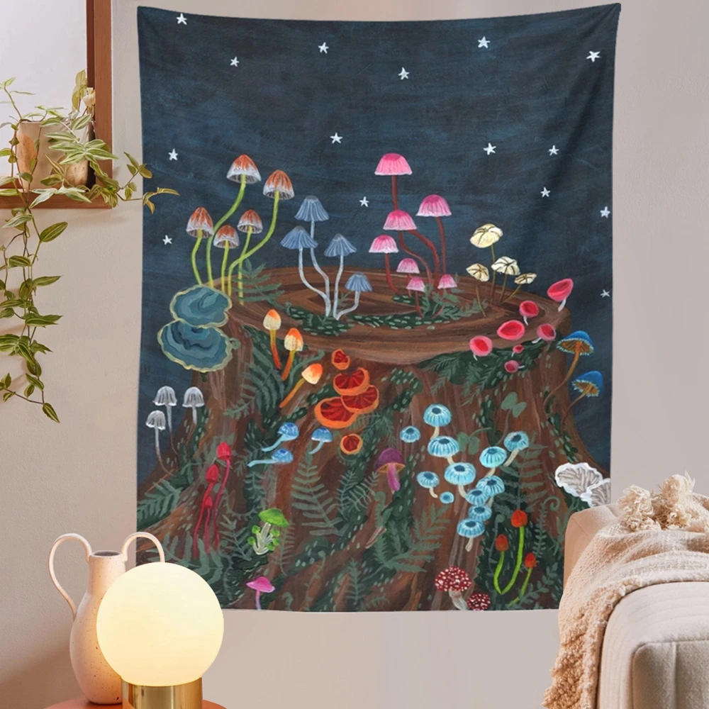

Home India Psychedelic Mushroom Tapestry Wall Hanging Botanical Boho Decor Wall Cloth Tapestries Hippie Mandala Decoration Mural