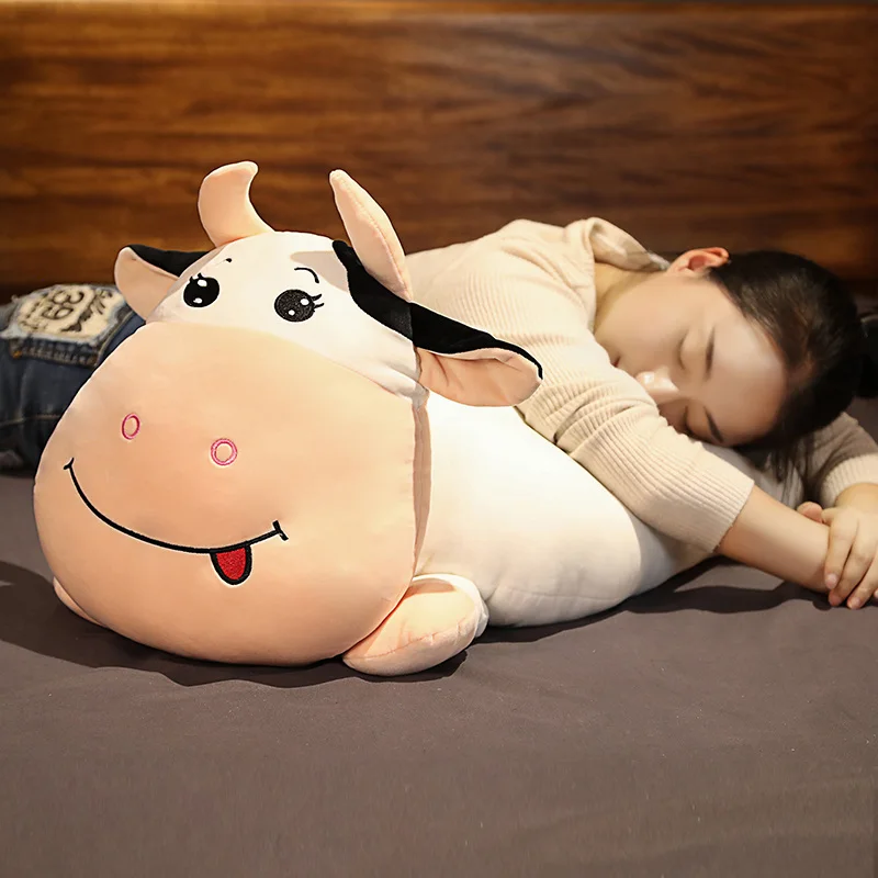 

Lovely Super Soft Milk Cow Plush Toys Stuffed Cattle Doll Cushion Baby Animal Cartoon Pillow with Blanket Cute Birthday Gifts