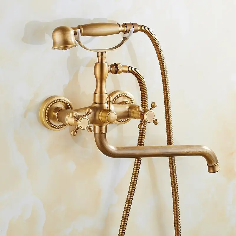 Античный матовый латунный Смеситель для ванной настенный смеситель комнаты кран