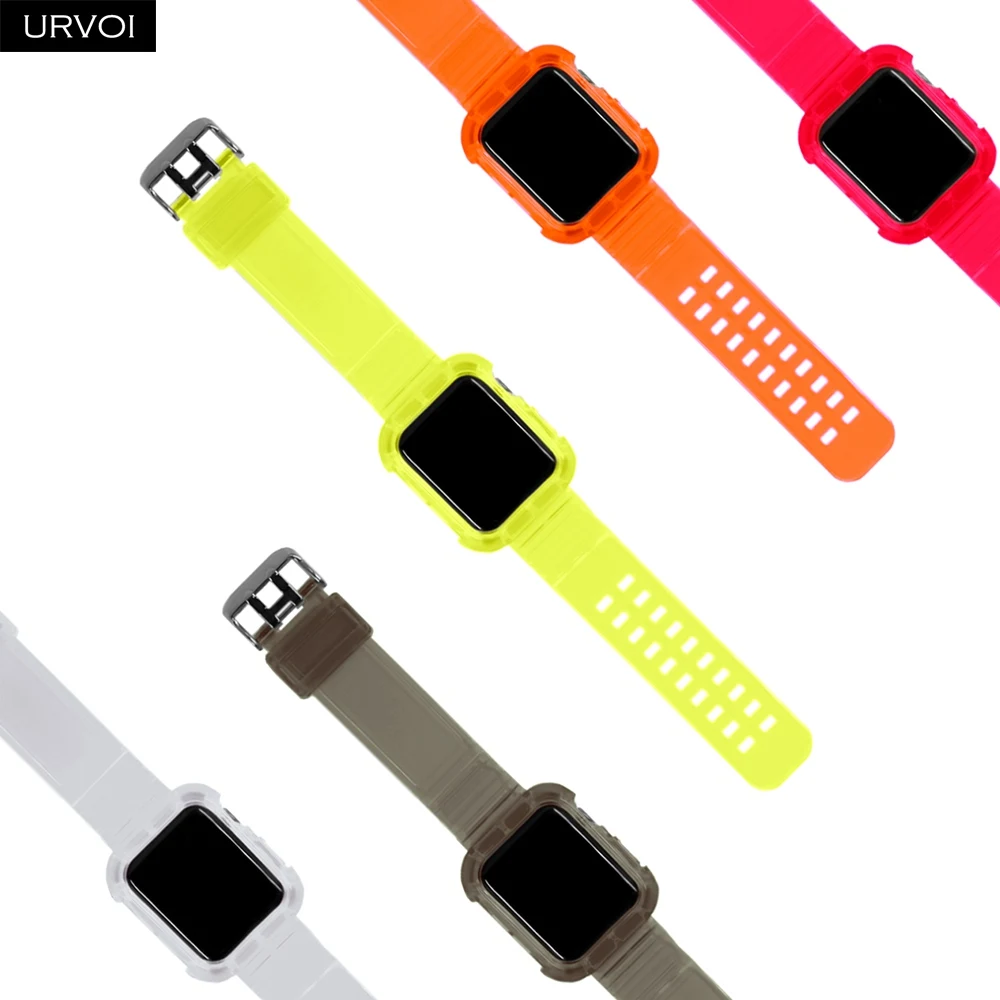 URVOI прозрачный ТПУ ремешок для Apple Watch серии 4 5 чехол iWatch защита на запястье 40 44 мм