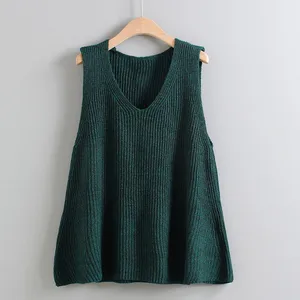 Женский свободный свитер-жилет с V-образным вырезом