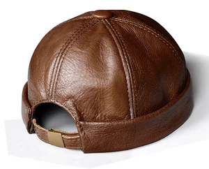 Шапка унисекс из натуральной воловьей кожи, тонкая, Осень-зима, шапочки с черепами