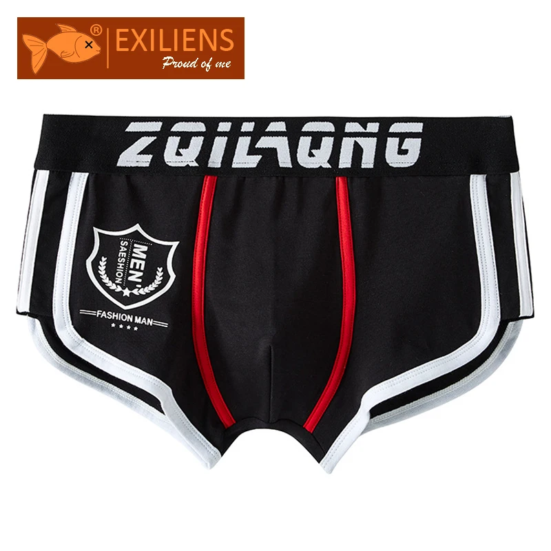 

EXILIENS New Men Underwear Boxer Para Hombre Cotton Mens Boxers Team Emblem Cuecas Masculina Boxershorts Man Panties Size M-3XL